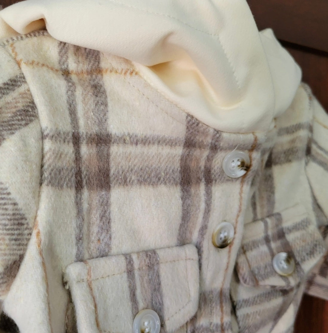 Children's Hooded Flannel - Beige