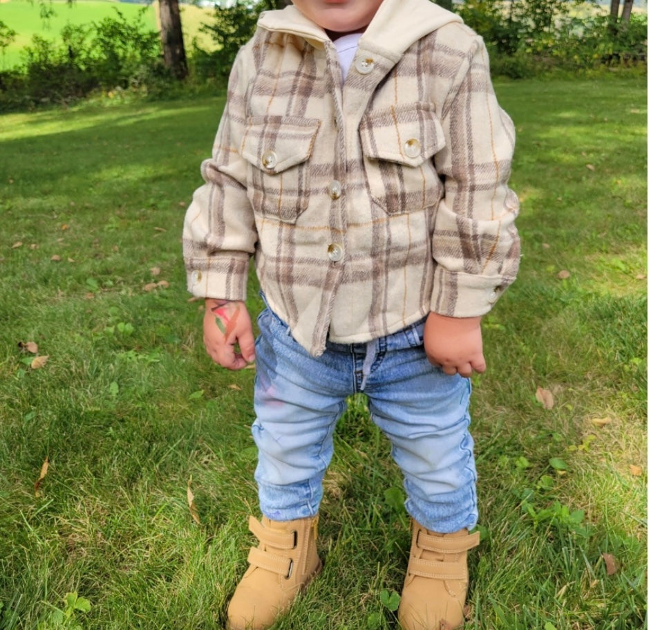 Children's Hooded Flannel - Beige